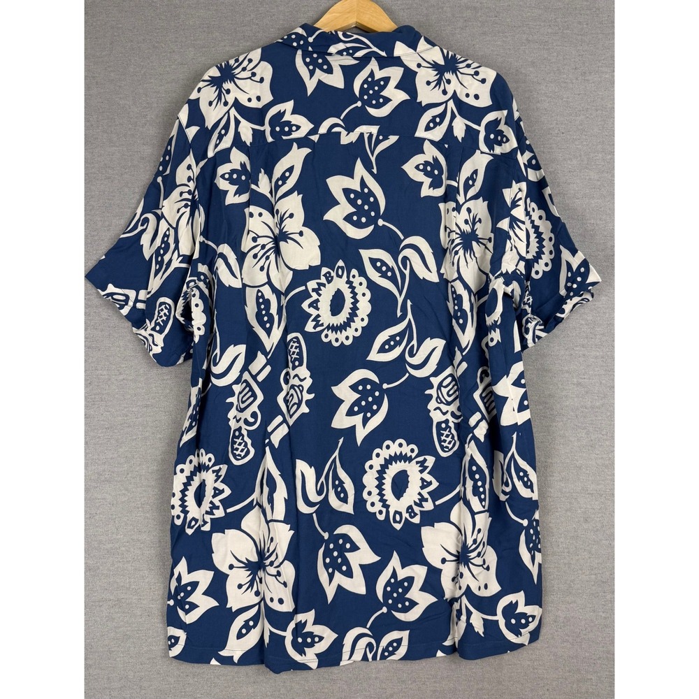 Mambo Loud Shirt Mens XL Blue White Floral Hibiscus Button Up Surf Camp Shirt